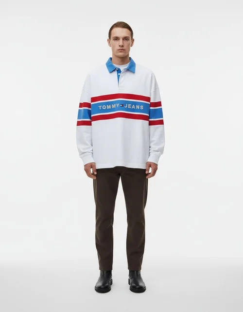 Printed Loose Fit Polo Shirt with Breathable Casual Style for Men