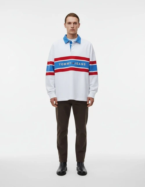 Printed Loose Fit Polo Shirt with Breathable Casual Style for Men