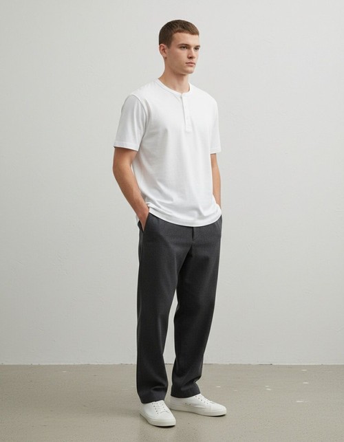 Polo ajustado con cuello Henley para hombre, ropa informal ligera de negocios