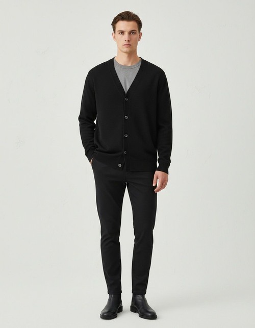 Slim Fit Breathable Knitted Lapel Cardigan for Men's Casual Spring Wear