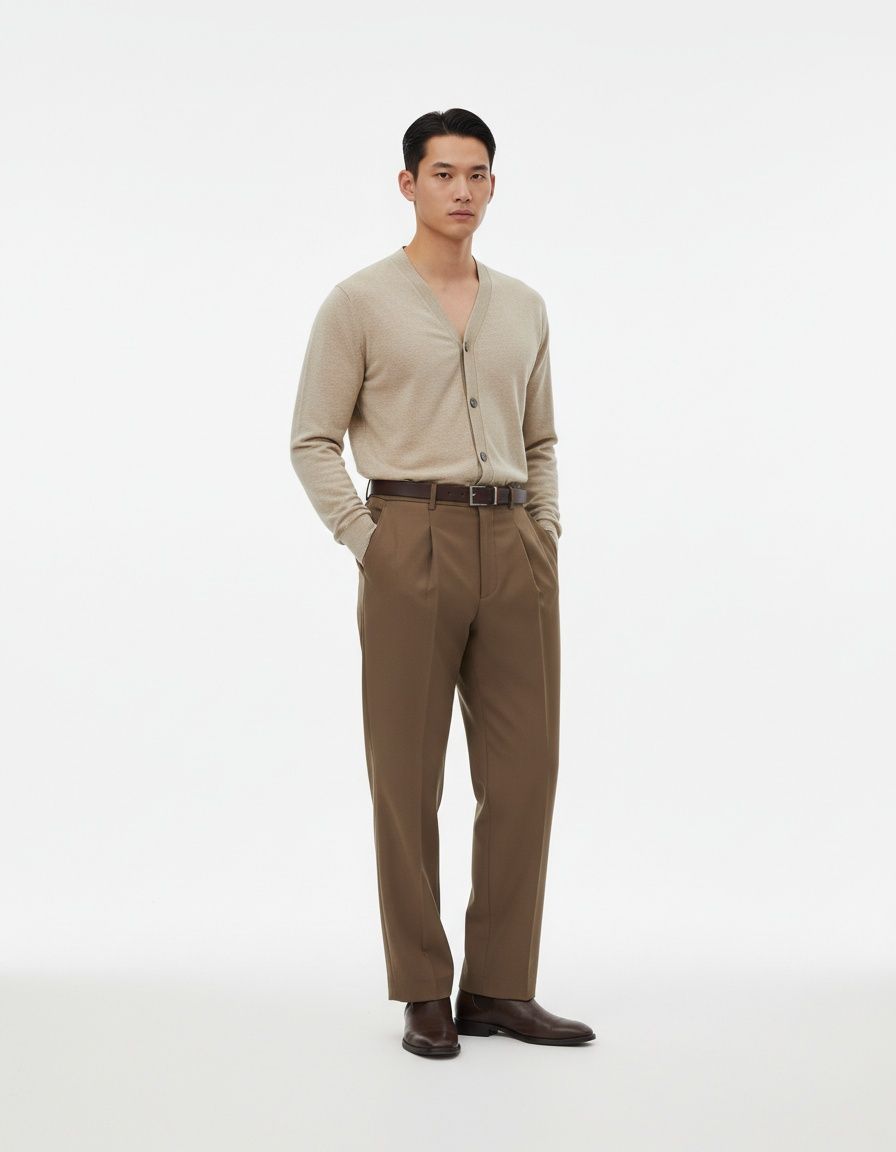 Slim Fit Breathable Knitted Lapel Cardigan for Men's Casual Spring Wear