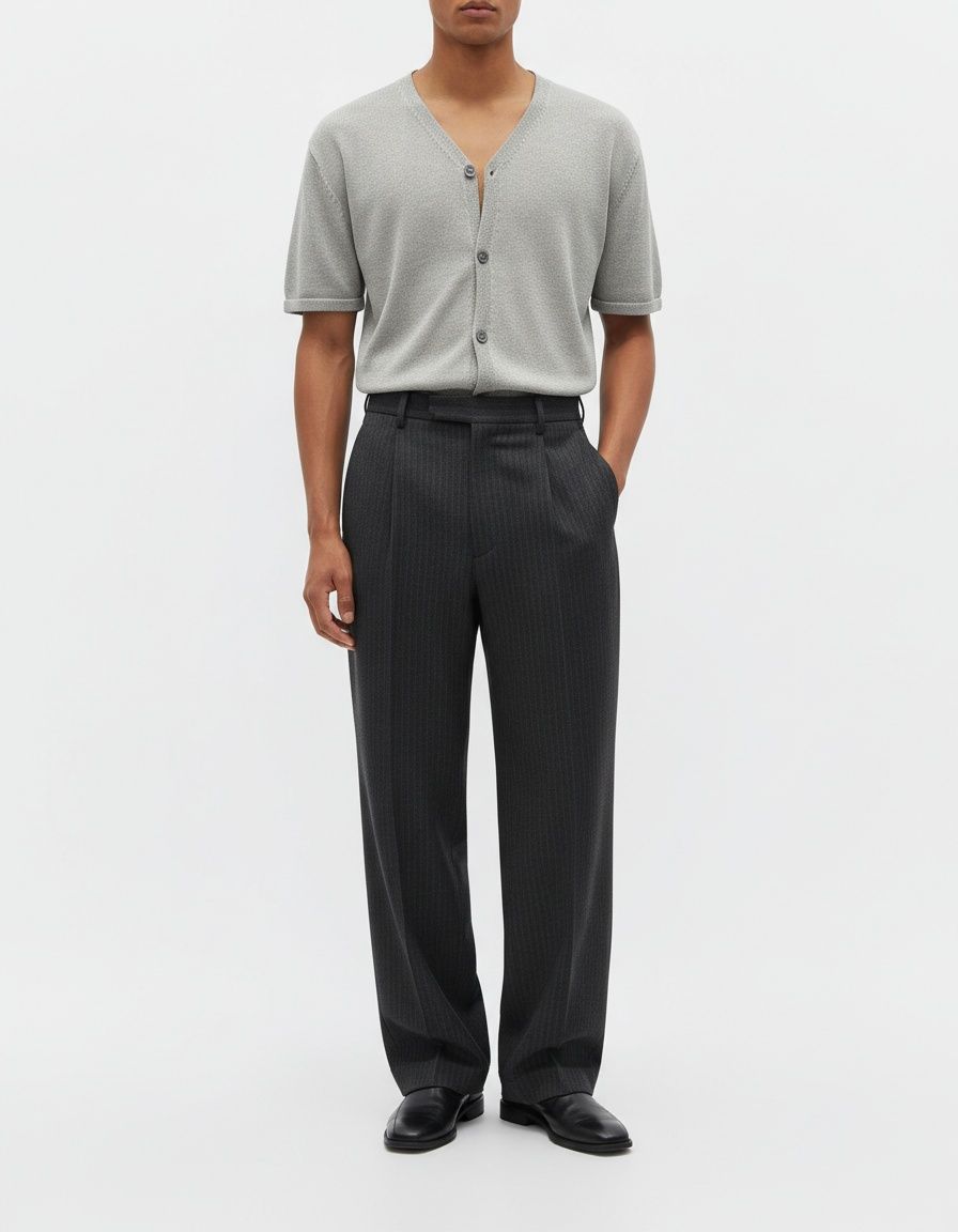 Knitted Relaxed Style Short-Sleeve Cardigan Menswear