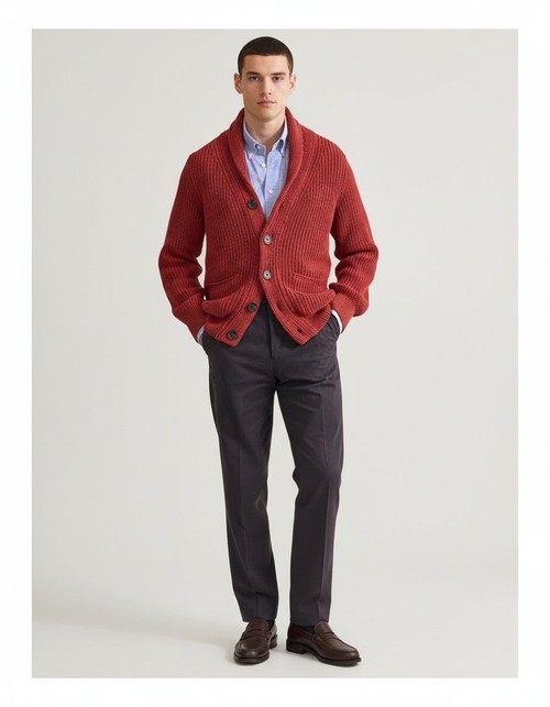 Cotton Blend Breathable Slim Fit Winter Cardigan for Men