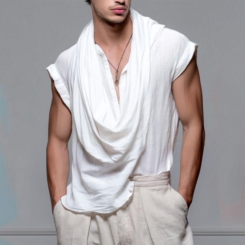 Chaleco deportivo informal de color liso con cuello halter para hombre para verano