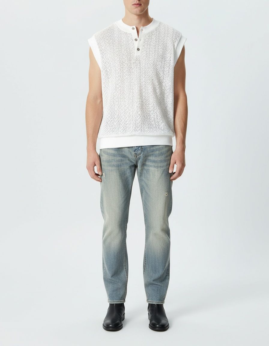 Knitted Loose Fit Breathable Sports Vest for Men's Casual Wear