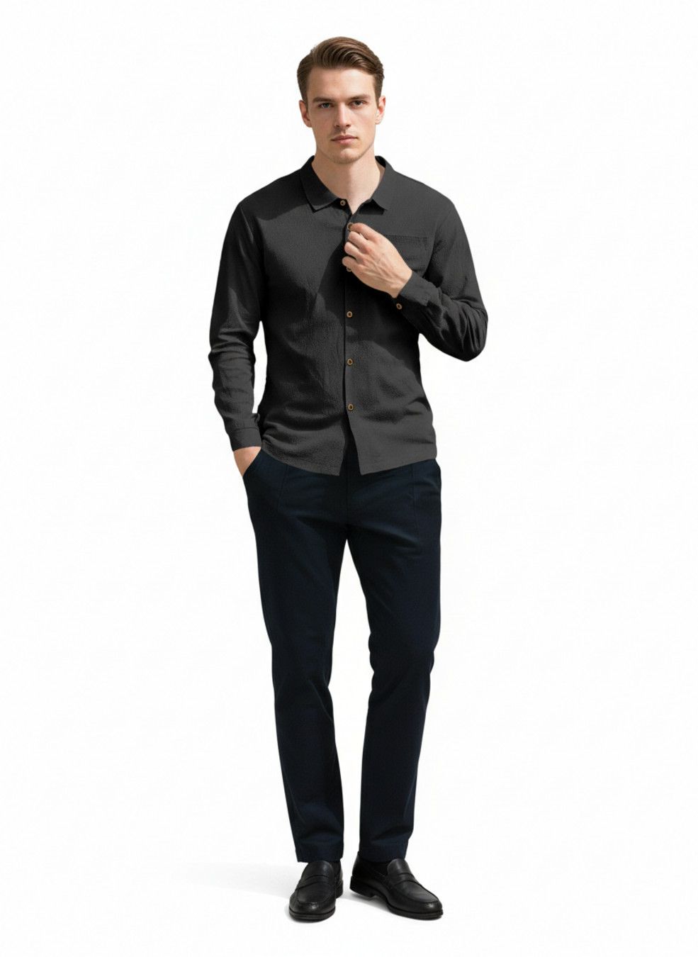 Linen Short Sleeve Button Down Casual Shirt - Beach Vacation NDF-00094