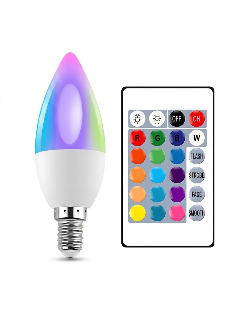 Smart RGB LED Candelabra Bulb E12/E14 Dimmable Color