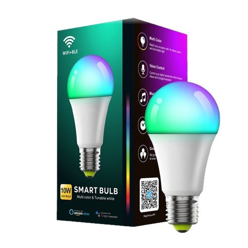 Smart WiFi LED Light Bulb RGB+CCT Dimmable Works with Alexa Google Home