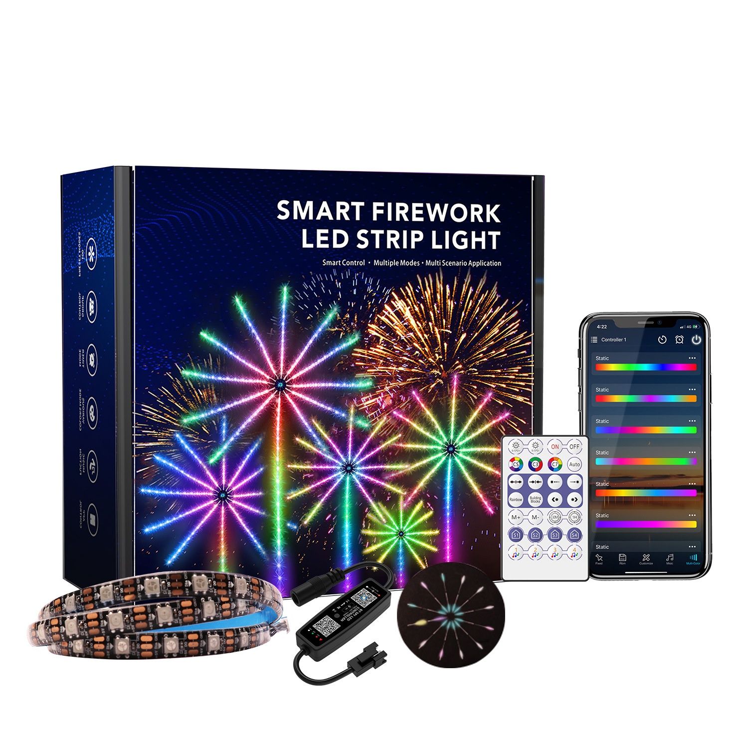 Smart Firework LED Strip Light RGB Music Sync App Control