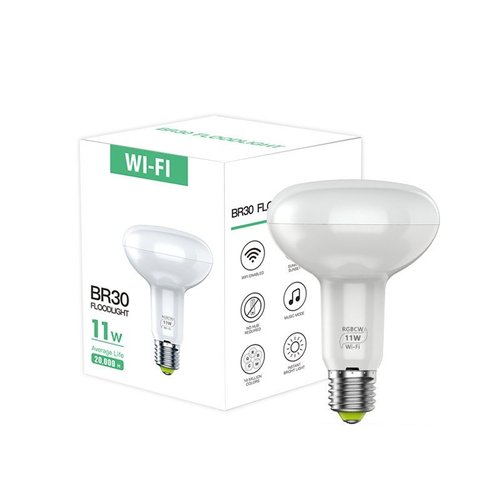 Smart BR30 LED Floodlight Bulb WiFi RGB Dimmable Alexa Google Home