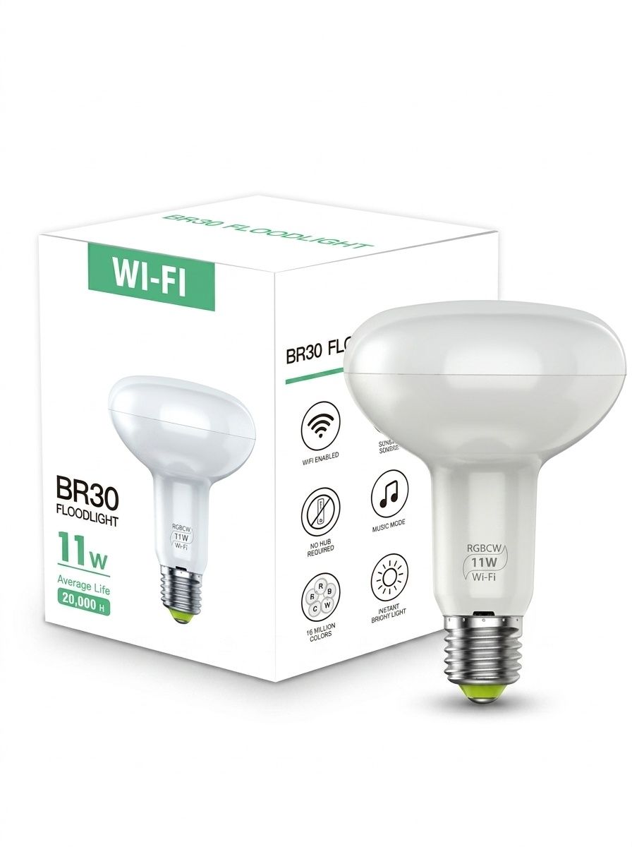 Smart BR30 LED Floodlight Bulb WiFi RGB Dimmable Alexa Google Home