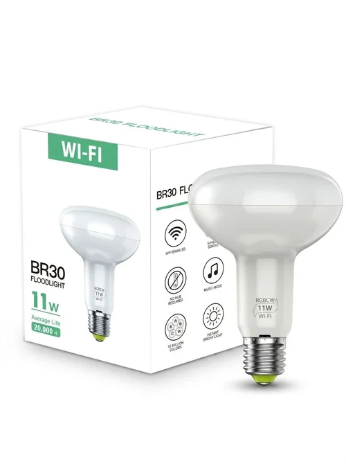 Smart BR30 LED Floodlight Bulb WiFi RGB Dimmable Alexa Google Home