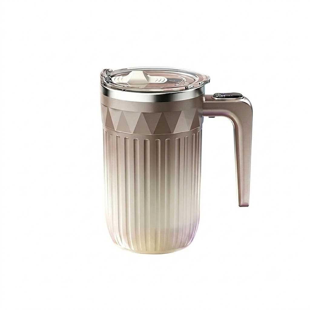 Automatischer 450-ml-Kaffeebecher mit Selbstumrührfunktion, 8000 U/min Magnetrührbecher, Edelstahl 316, USB-C-aufladbarer, tragbarer Reisebecher mit automatischer Rührfunktion