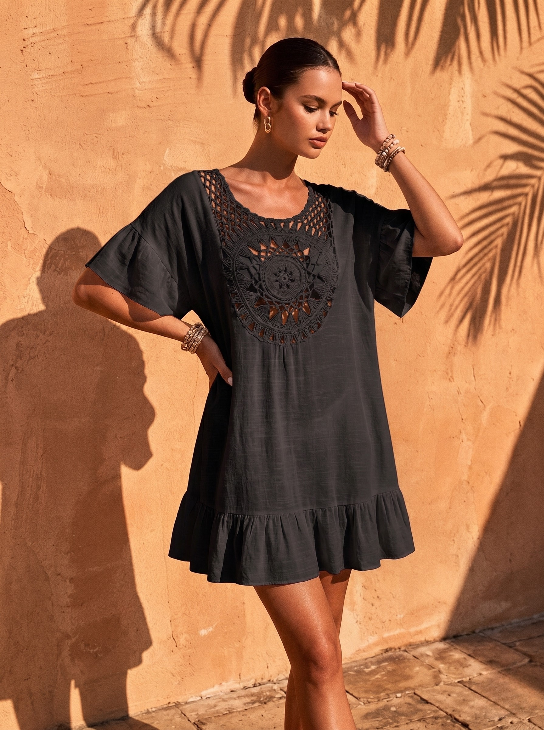 Women's Crochet Lace Beach Cover Up Dress