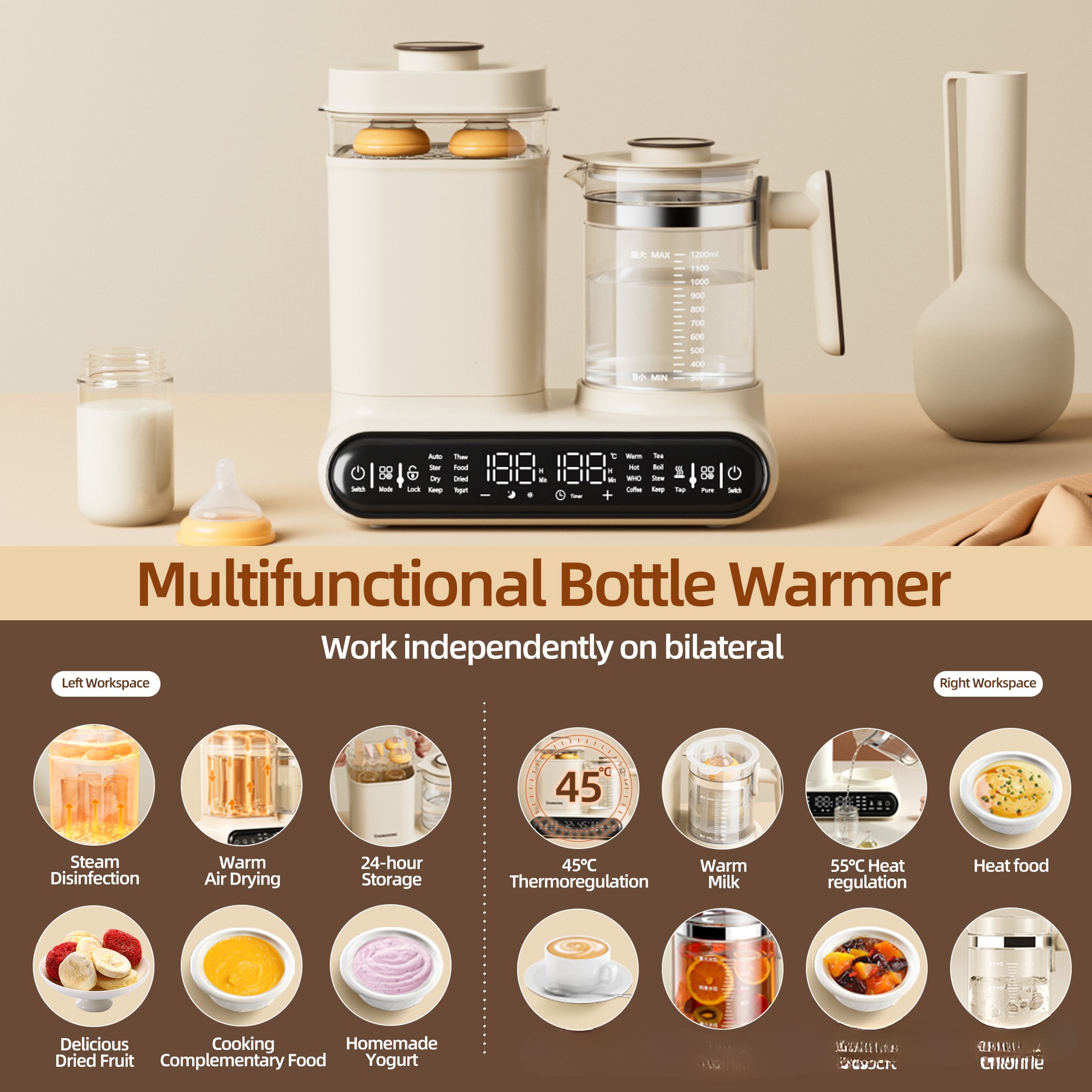 Multifunctional Baby Bottle Sterilizer & Milk Warmer