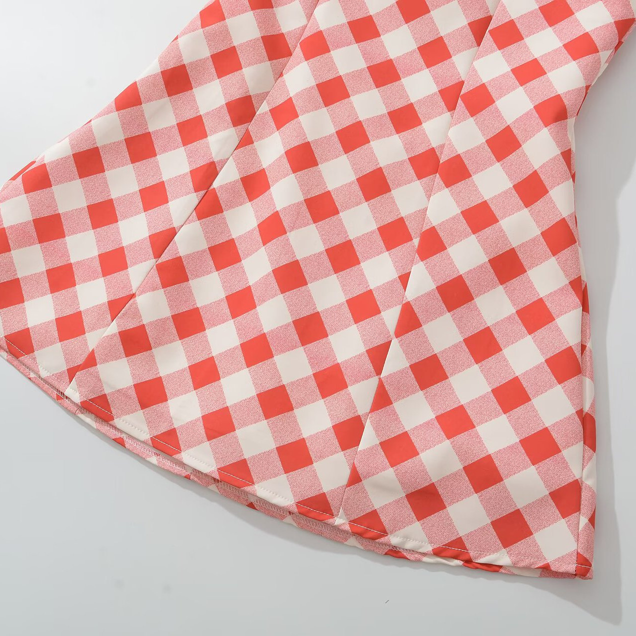 Red Plaid Halter A-Line Mini Dress Backless KUN-00116