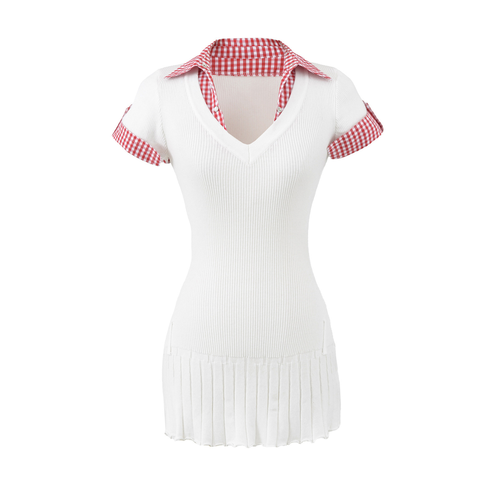 Vestido de punto tipo jersey - Elegante vestido casual de patchwork para mujer KUN-00017