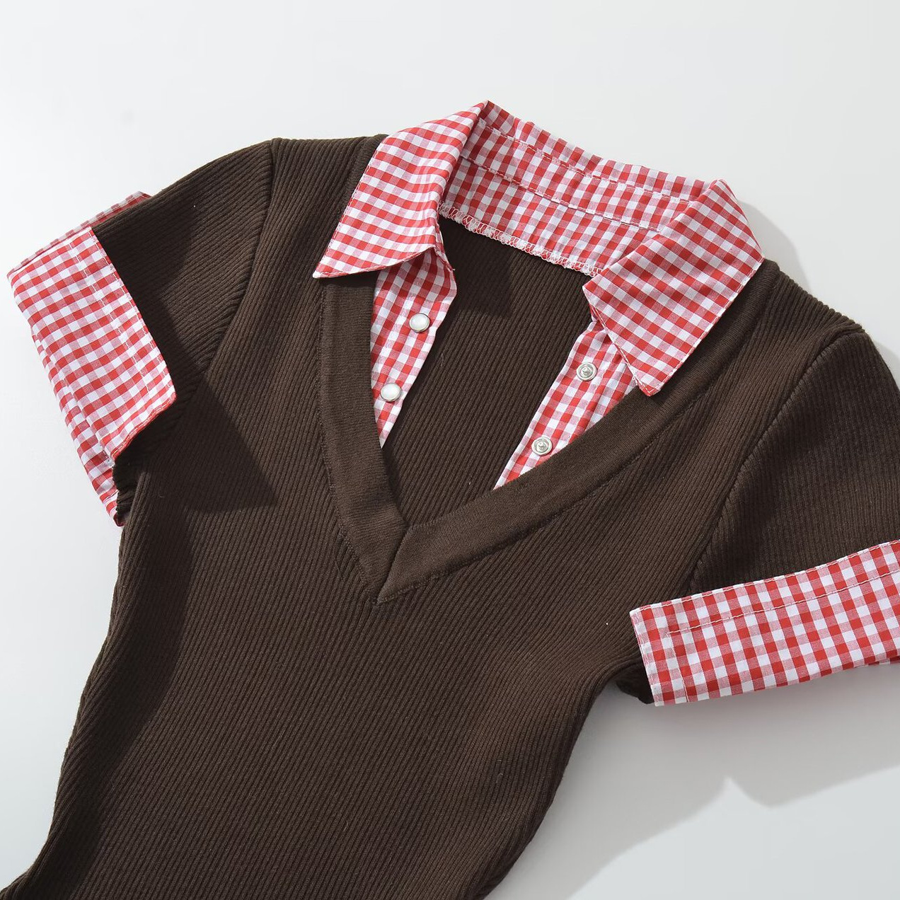 Vestido de punto tipo jersey - Elegante vestido casual de patchwork para mujer KUN-00017