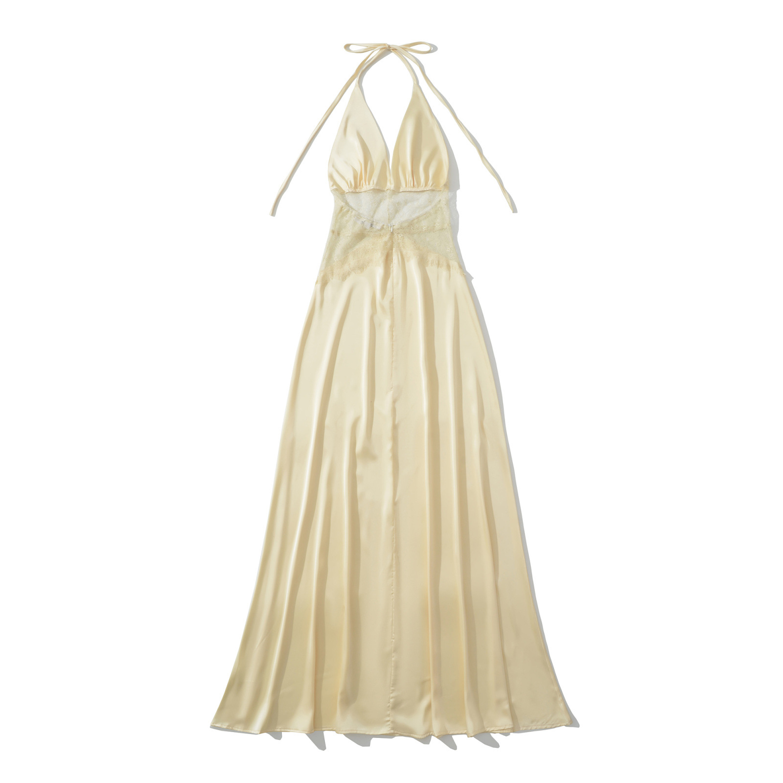 Vestido elegante de encaje con escote en V y cuello halter para mujer KUN-00018