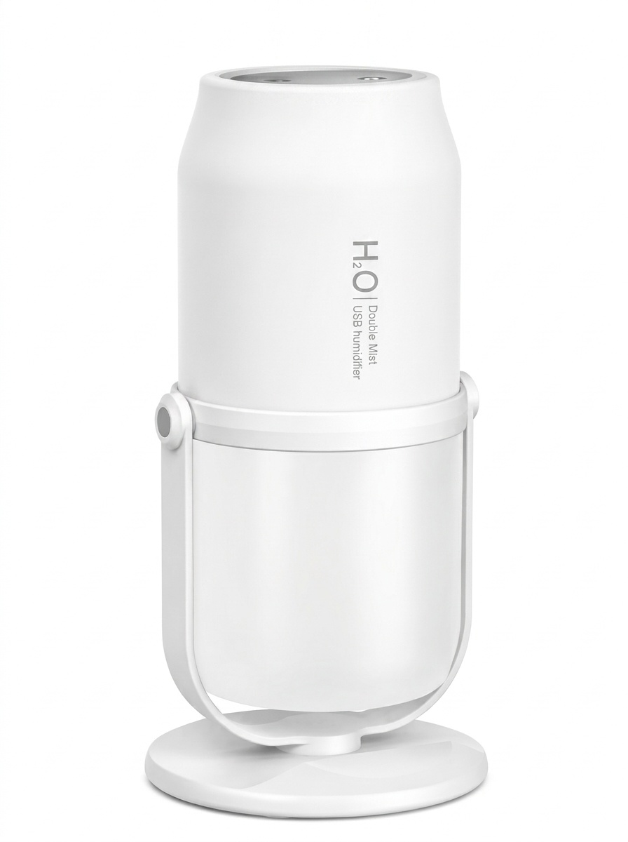 Portable Dual-Mist Wireless Humidifier with 1800mAh Battery & 280ml Tank, White
