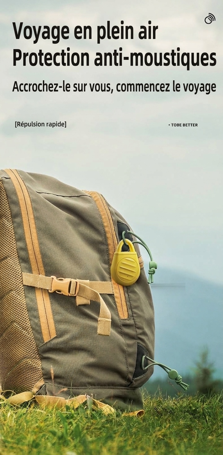 Répulsif anti-nuisibles ultrasonique portable avec batterie 90 mAh et sans produits chimiques, blanc/jaune/noir