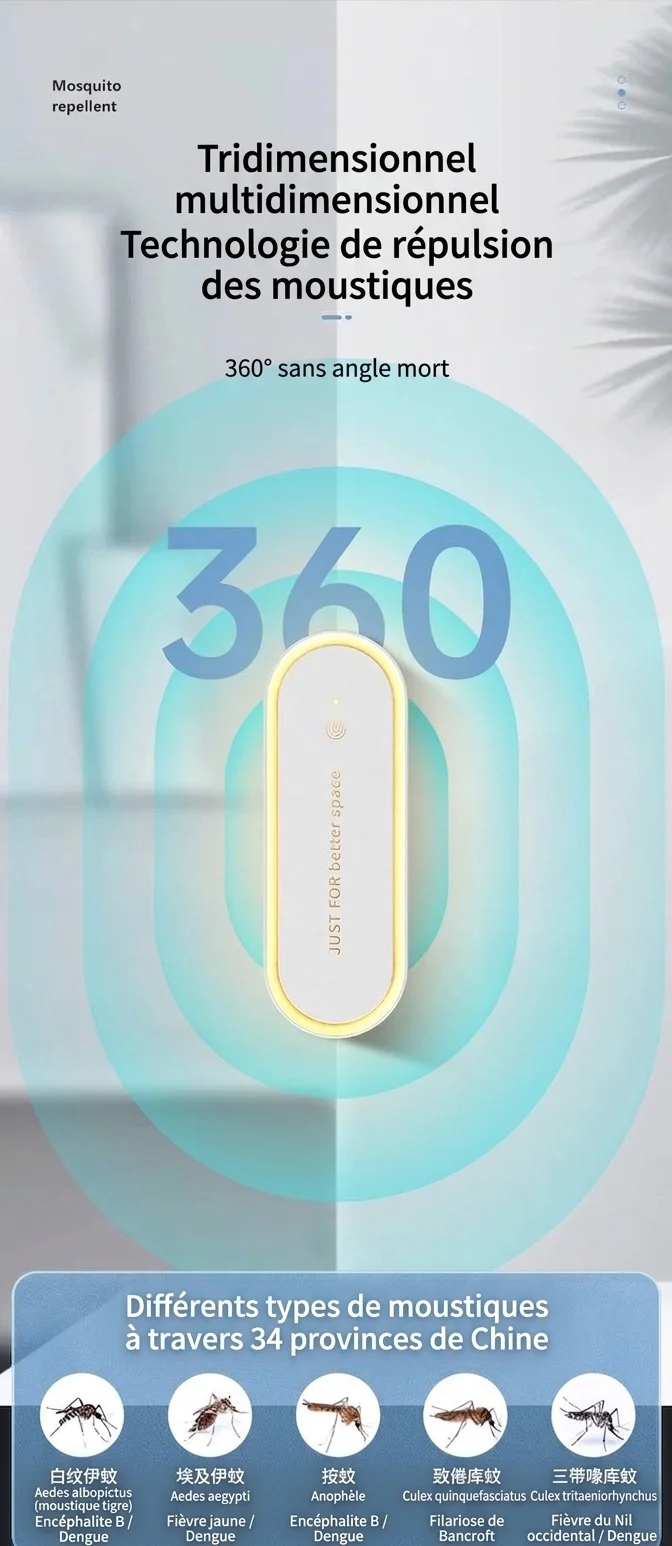Veilleuse anti-moustiques ultrasonique silencieuse avec diffuseur d'huiles essentielles, blanc/vert