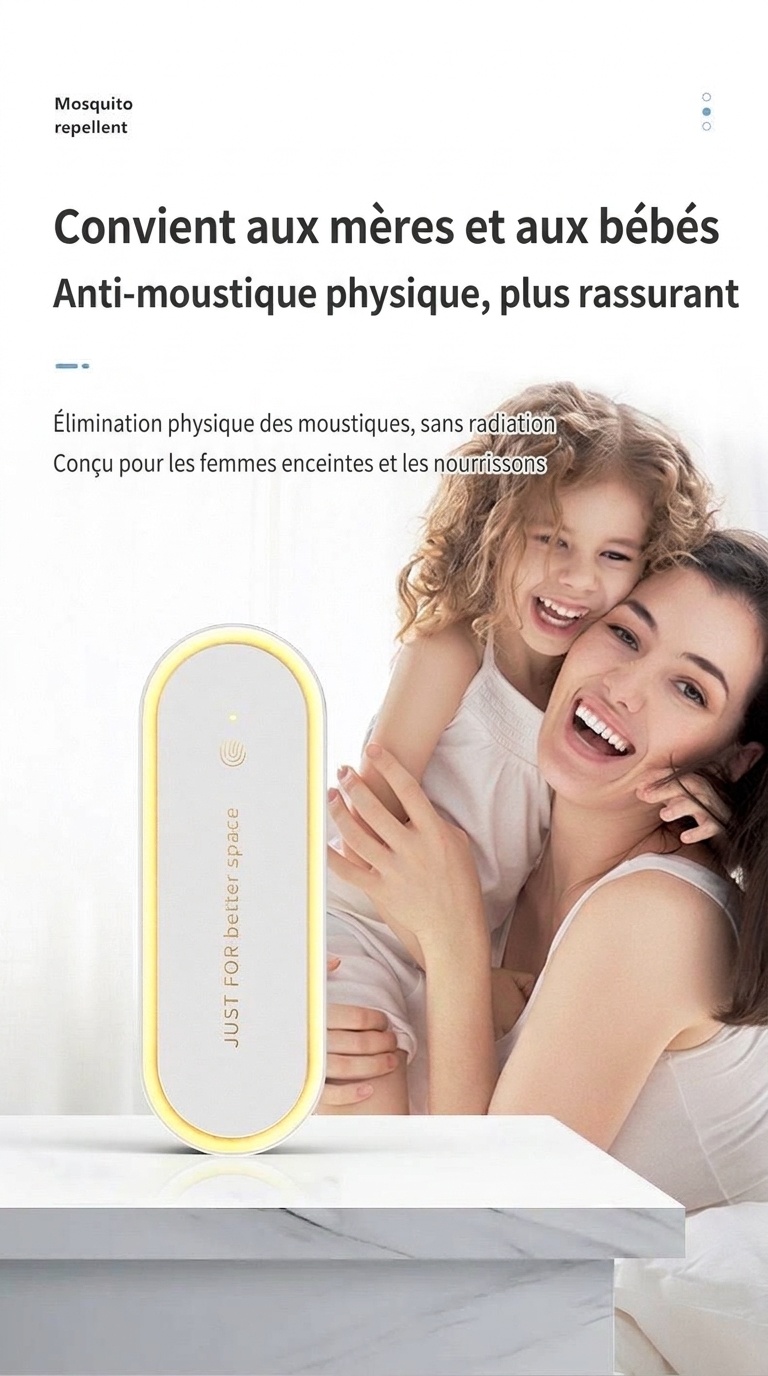 Veilleuse anti-moustiques ultrasonique silencieuse avec diffuseur d'huiles essentielles, blanc/vert