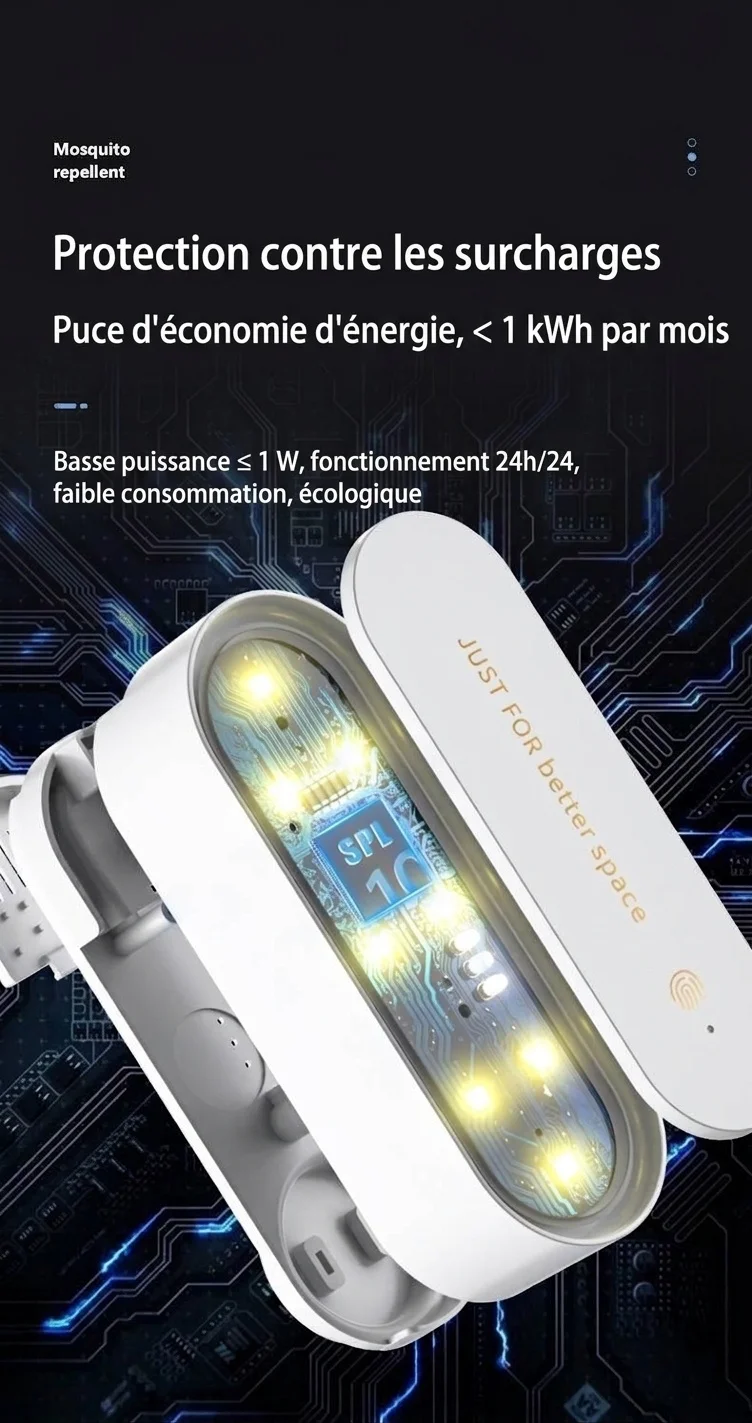 Veilleuse anti-moustiques ultrasonique silencieuse avec diffuseur d'huiles essentielles, blanc/vert