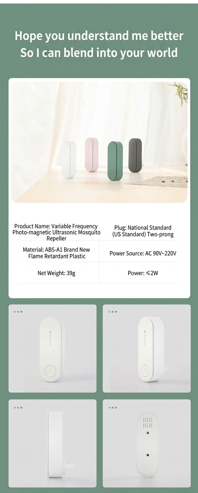Silent Ultrasonic Pest Repeller with 360-Degree Protection, White/Pink/Green/Black