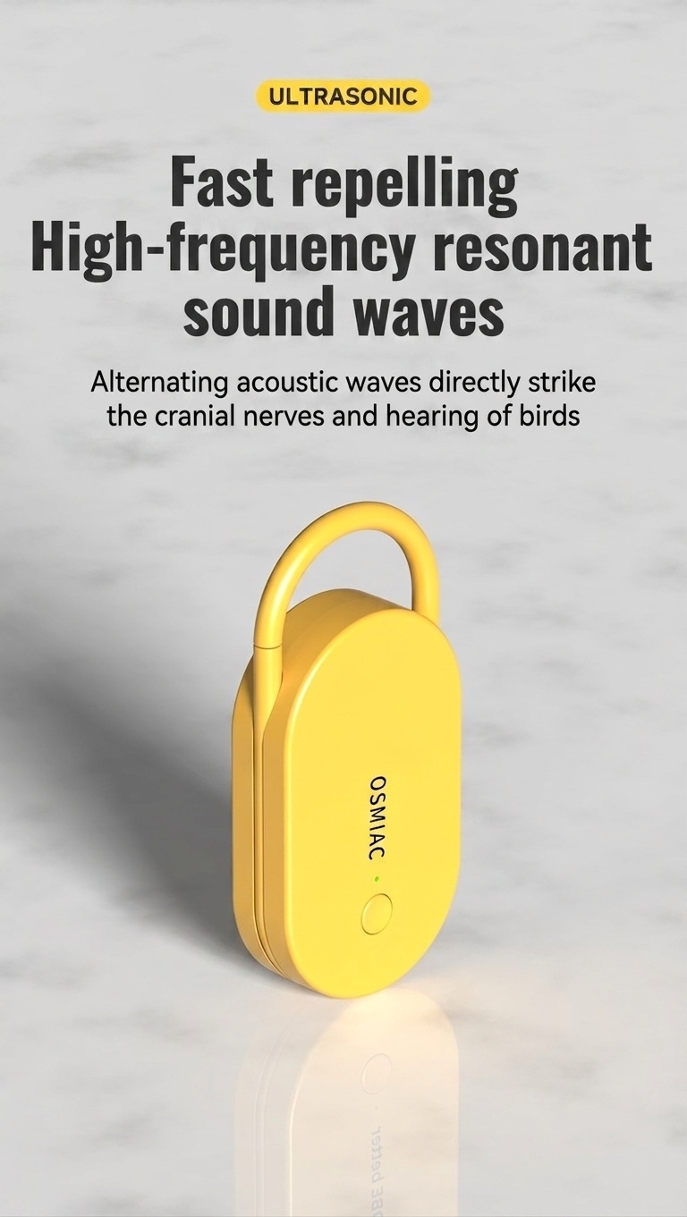 Portable Ultrasonic Pest Repeller with 300mAh Battery & Multi-Frequency, Yellow