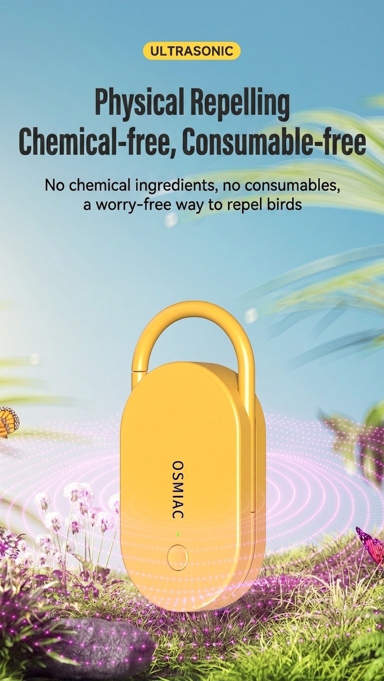 Portable Ultrasonic Pest Repeller with 300mAh Battery & Multi-Frequency, Yellow