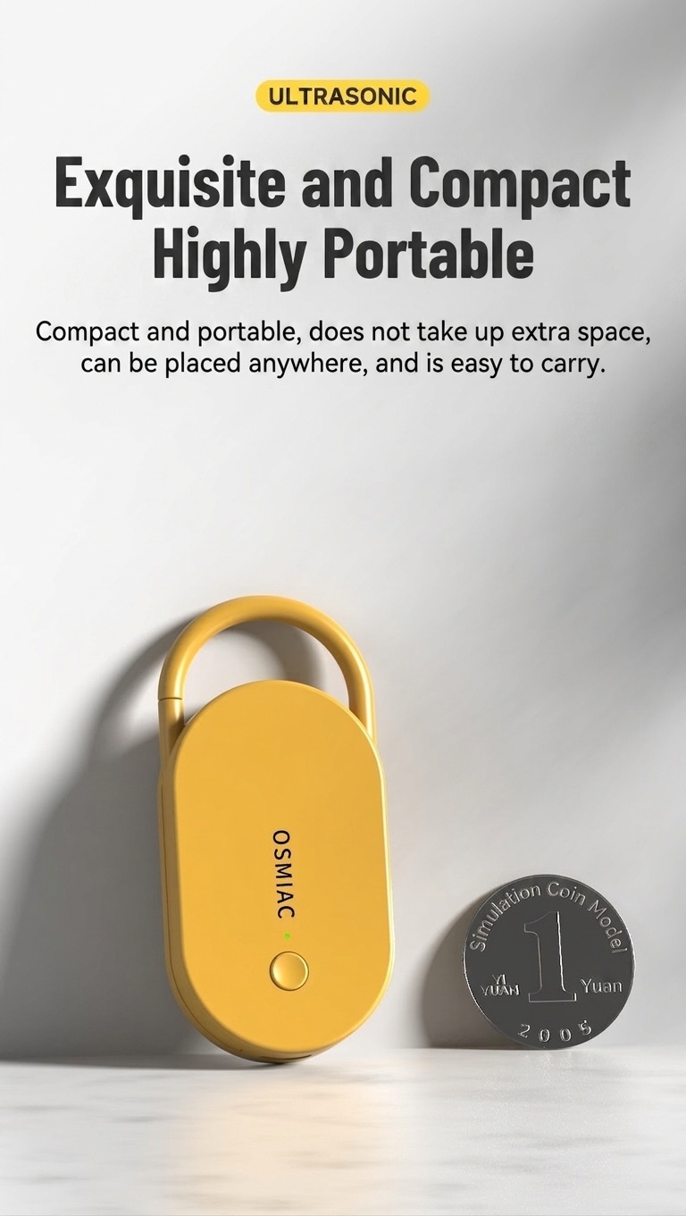 Portable Ultrasonic Pest Repeller with 300mAh Battery & Multi-Frequency, Yellow