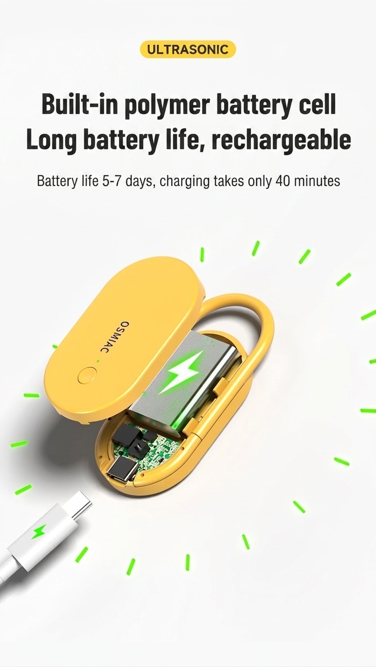 Portable Ultrasonic Pest Repeller with 300mAh Battery & Multi-Frequency, Yellow