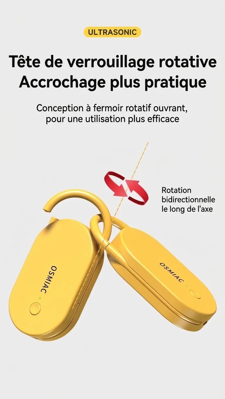 Répulsif anti-nuisibles à ultrasons portable avec batterie 300 mAh et multifréquence, jaune