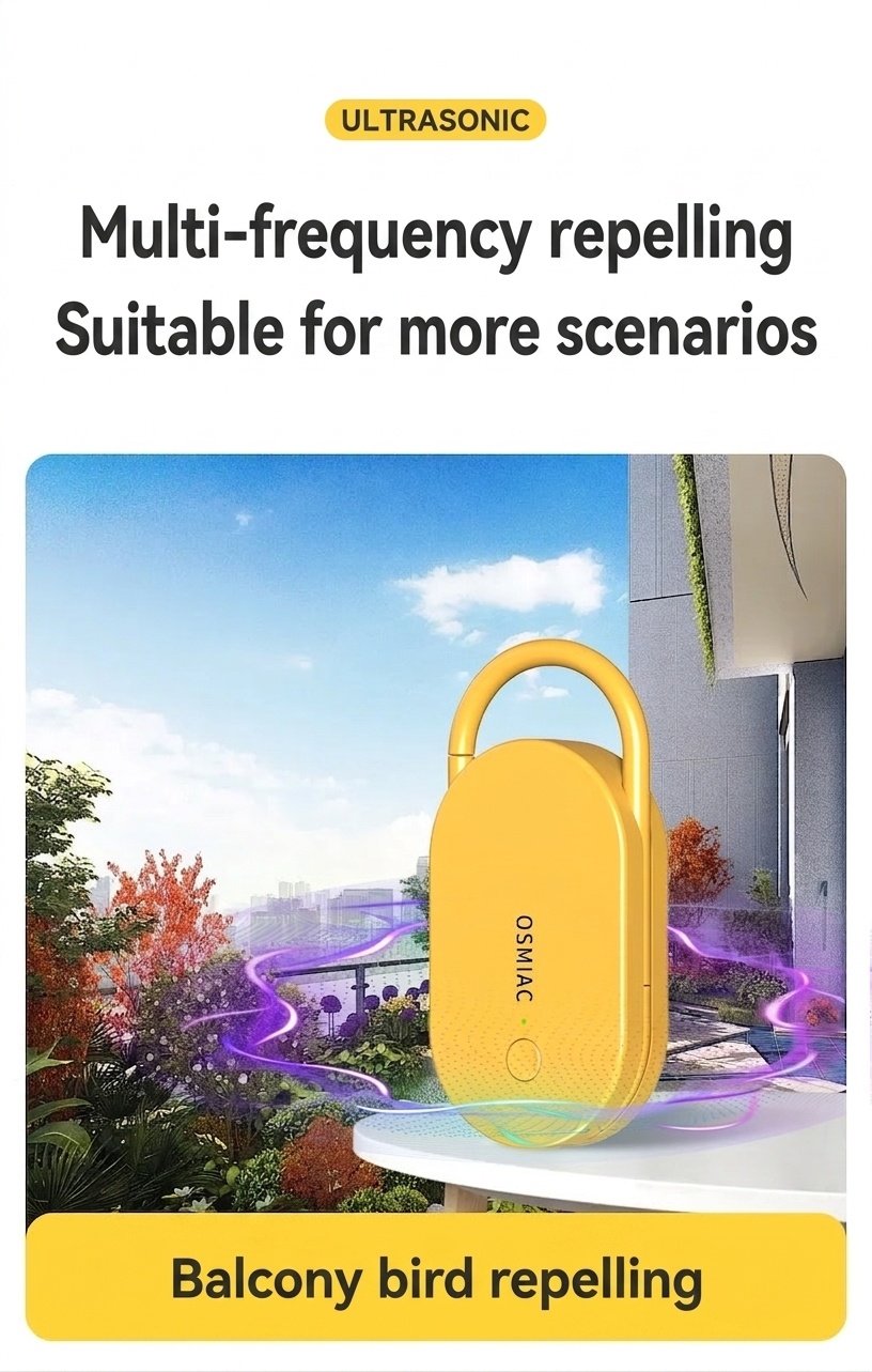 Portable Ultrasonic Pest Repeller with 300mAh Battery & Multi-Frequency, Yellow