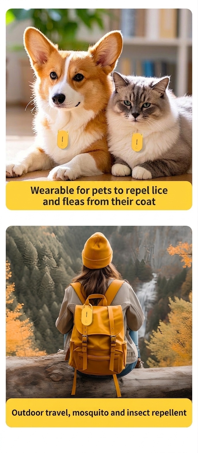 Portable Ultrasonic Pest Repeller with 300mAh Battery & Multi-Frequency, Yellow