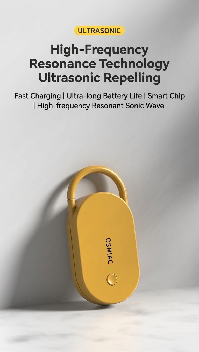 Portable Ultrasonic Pest Repeller with 300mAh Battery & Multi-Frequency, Yellow