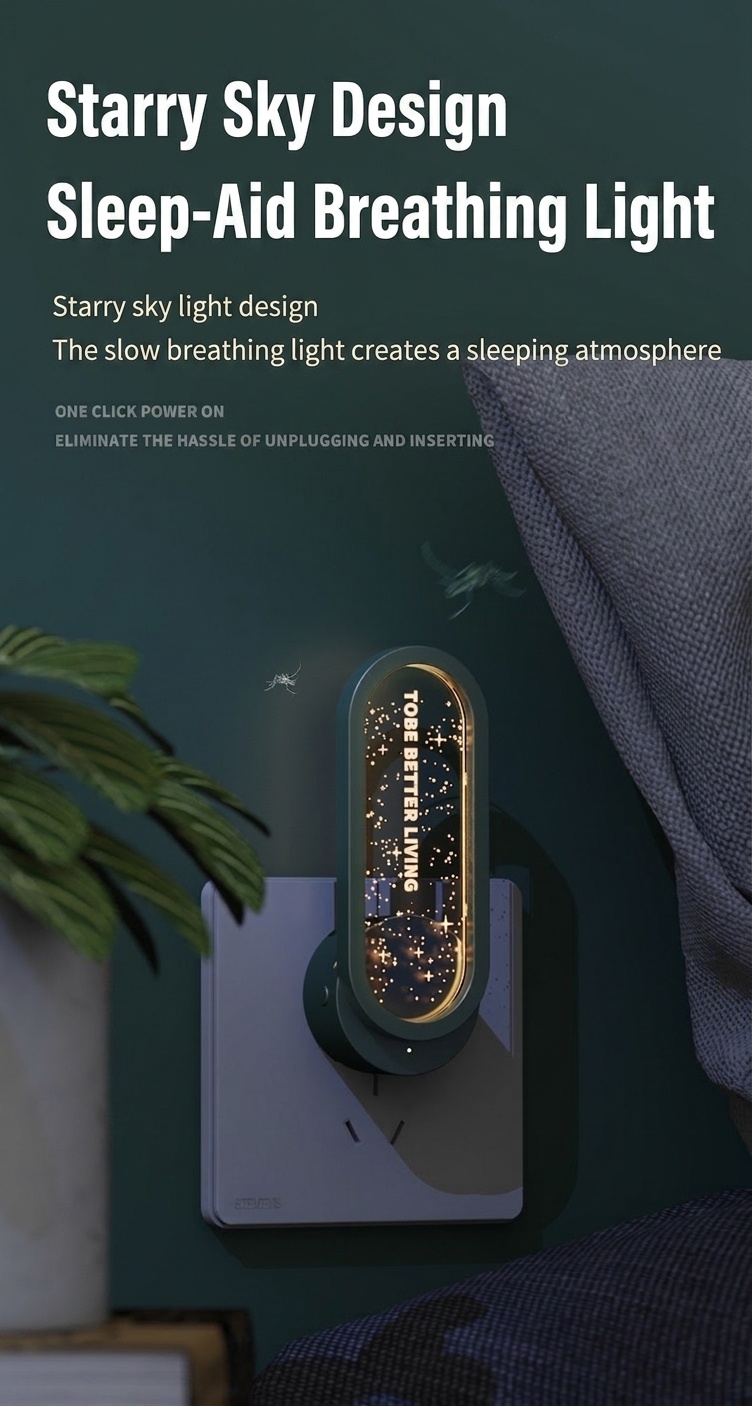 Non-Radiative Ultrasonic Pest Repeller with Starry Night Light & Sleep Aid, White/Green