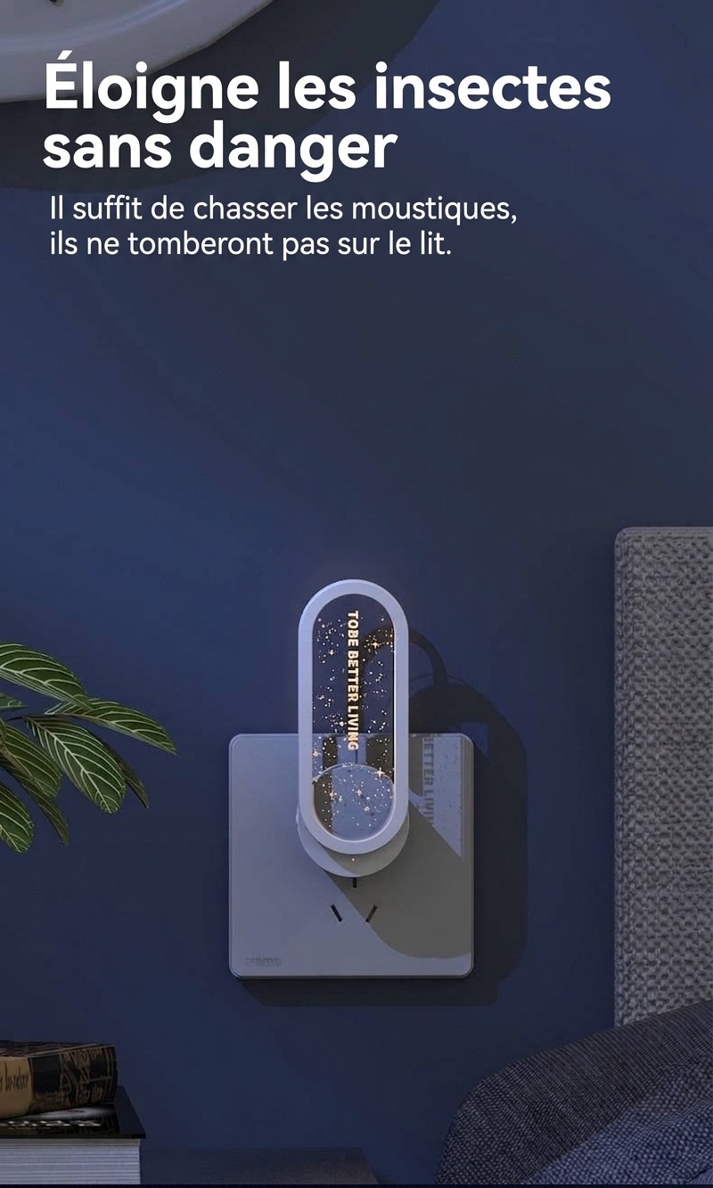 Répulsif anti-insectes à ultrasons non radiatif avec veilleuse étoilée et aide au sommeil, blanc/vert