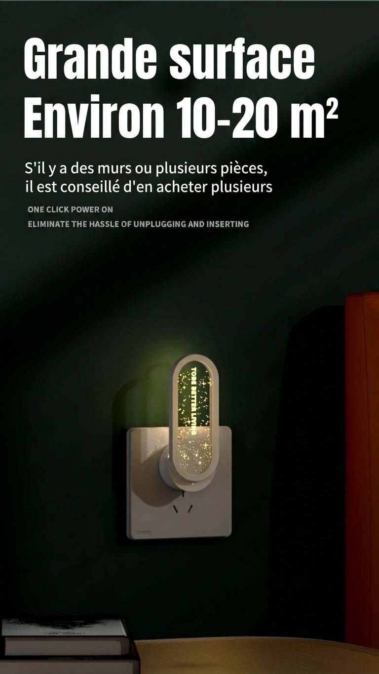 Répulsif anti-insectes à ultrasons non radiatif avec veilleuse étoilée et aide au sommeil, blanc/vert