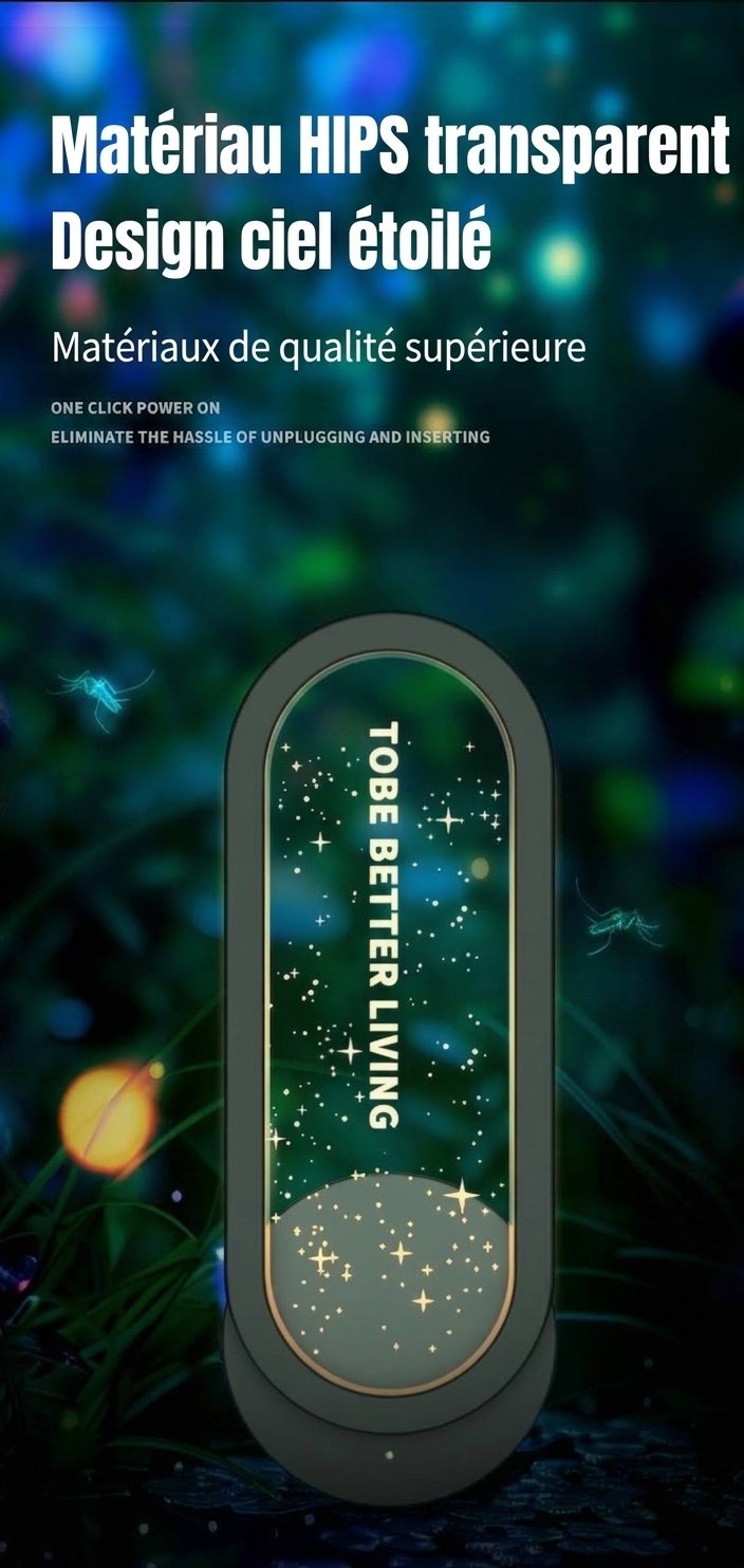 Répulsif anti-insectes à ultrasons non radiatif avec veilleuse étoilée et aide au sommeil, blanc/vert