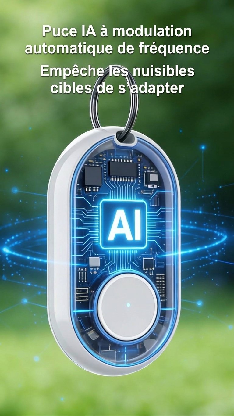 Répulsif anti-insectes ultrasonique portable intelligent à intelligence artificielle avec chargement USB-C, blanc/noir