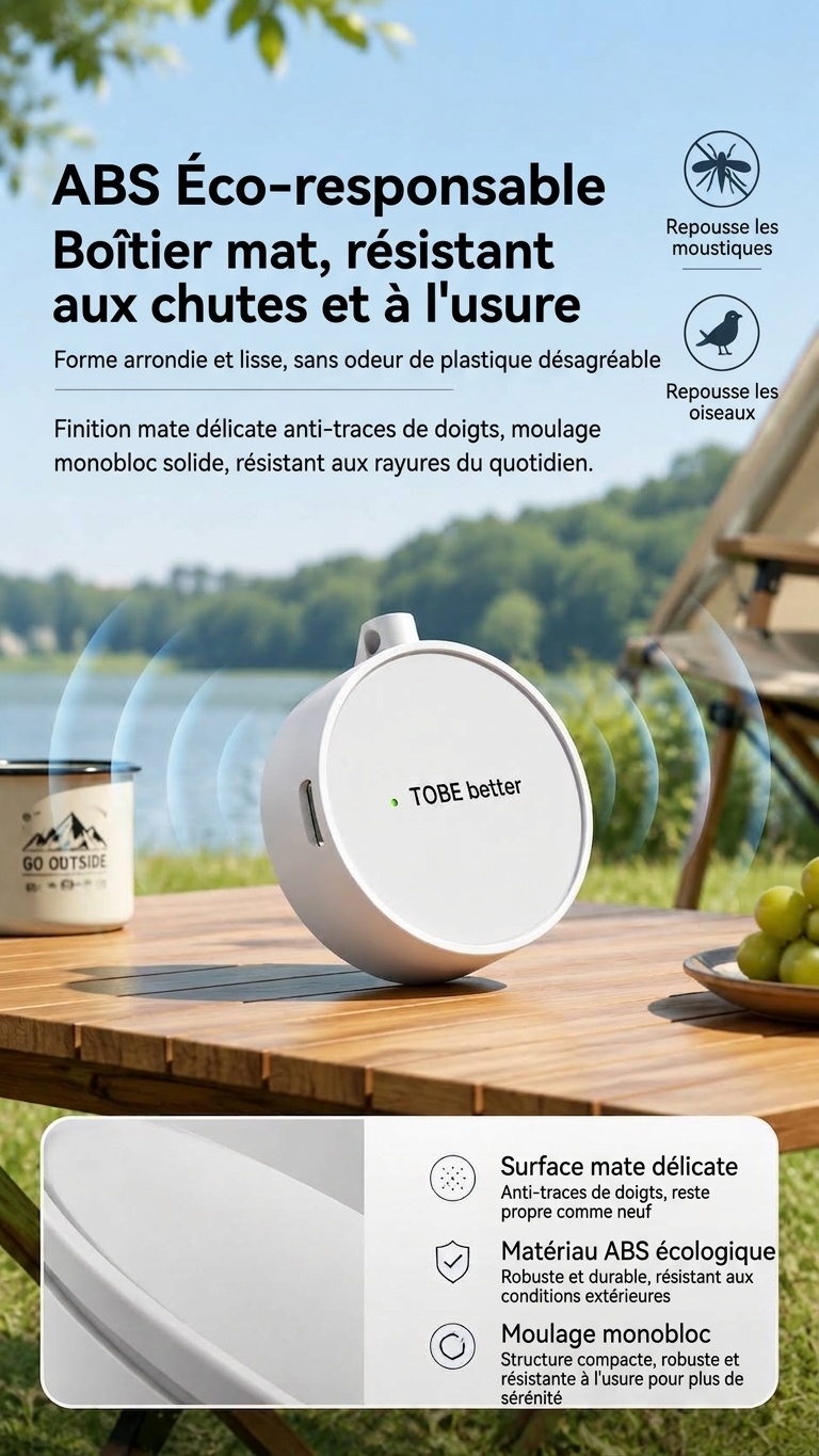 Répulsif anti-insectes à ultrasons portable avec batterie 300 mAh et plusieurs modes, blanc/rose/jaune/noir