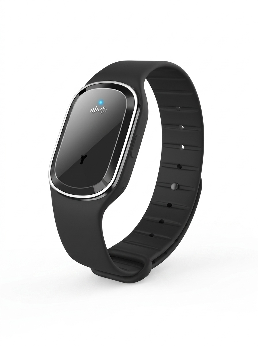 168-Hour Protection Ultrasonic Mosquito Repellent Wristband with Soft Silicone Band, Black