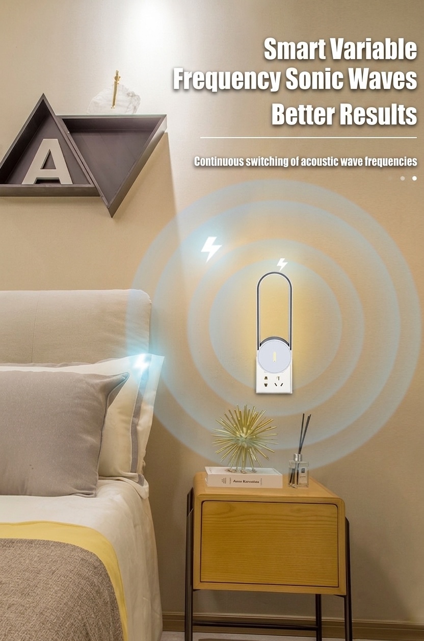 Silent Smart Chip Ultrasonic Pest Repeller with 24-Hour Protection, White