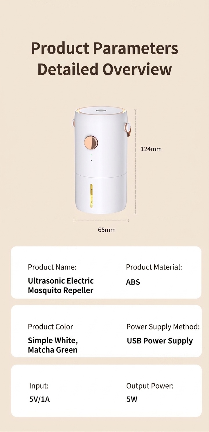 Dual-Mode Smart Ultrasonic Mosquito Repellent with Night Light & 50m² Coverage, White/Green