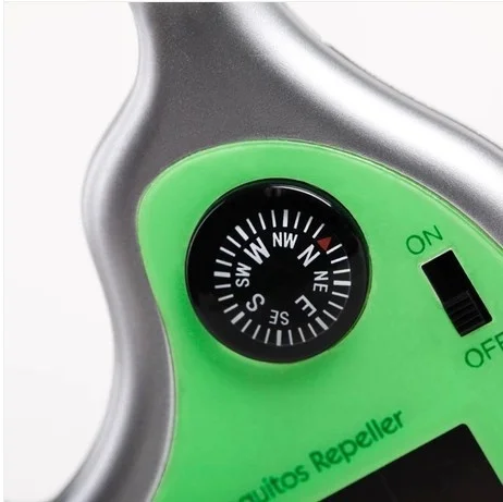 Répulsif anti-moustiques portable à ultrasons, alimenté à l'énergie solaire, avec boussole intégrée, vert