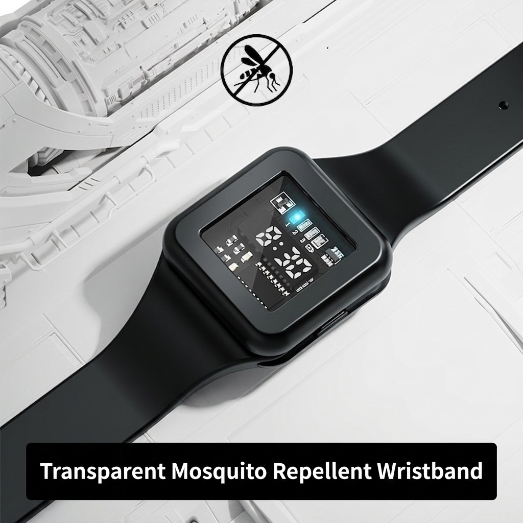 Adjustable 3-Mode Ultrasonic Mosquito Repellent Watch with 90mAh Battery & Type-C Charging, White/Black