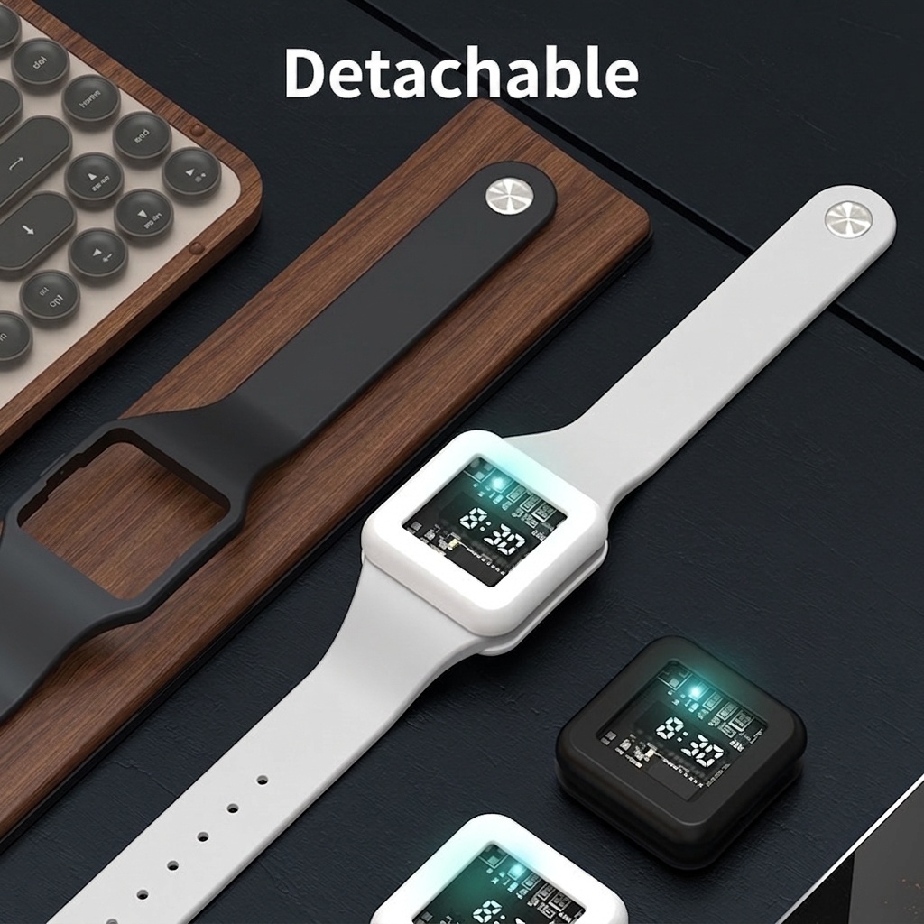 Adjustable 3-Mode Ultrasonic Mosquito Repellent Watch with 90mAh Battery & Type-C Charging, White/Black