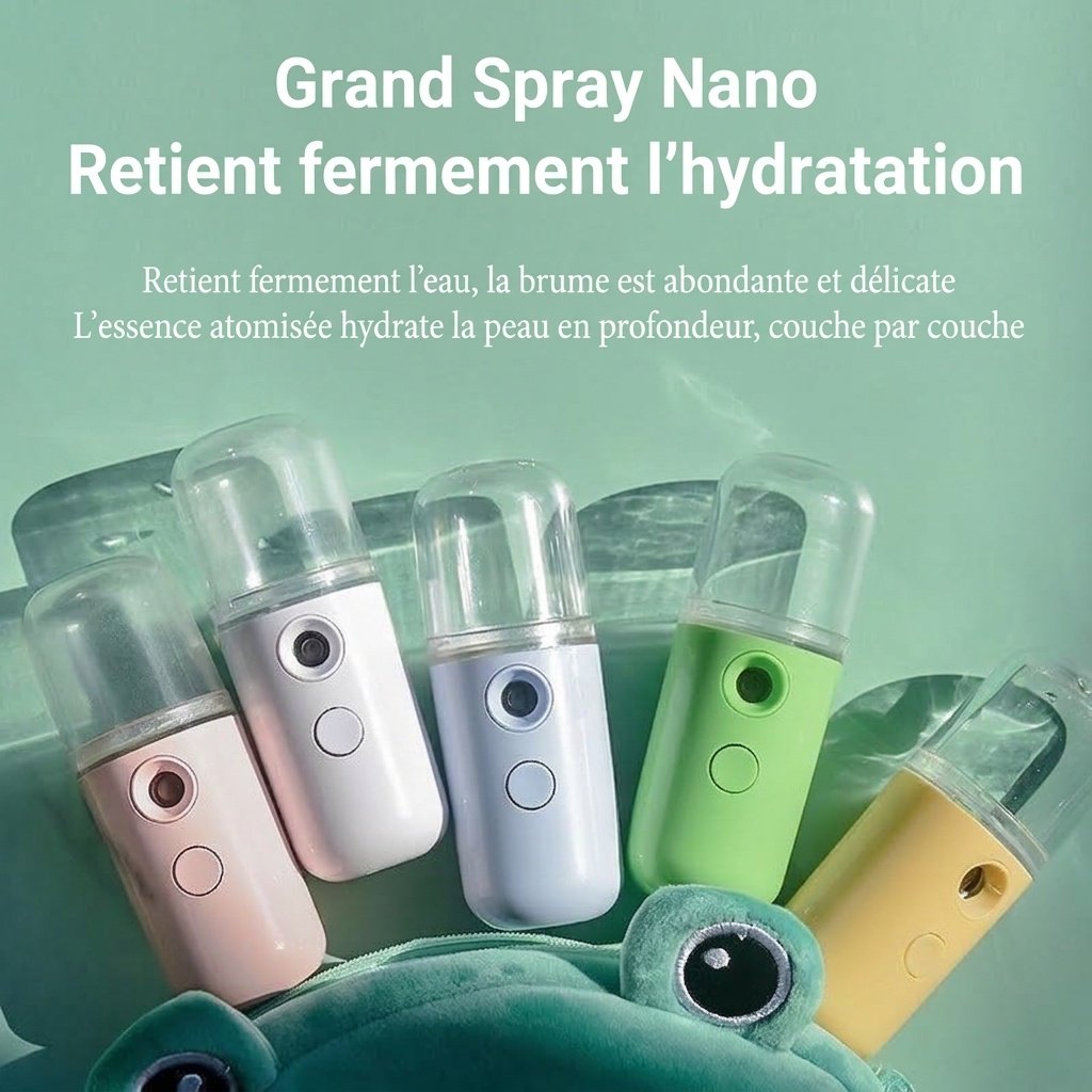 Brumisateur facial nano hydratant instantané avec réservoir d'eau de 30 ml et rechargeable par USB, bleu clair/blanc/rose